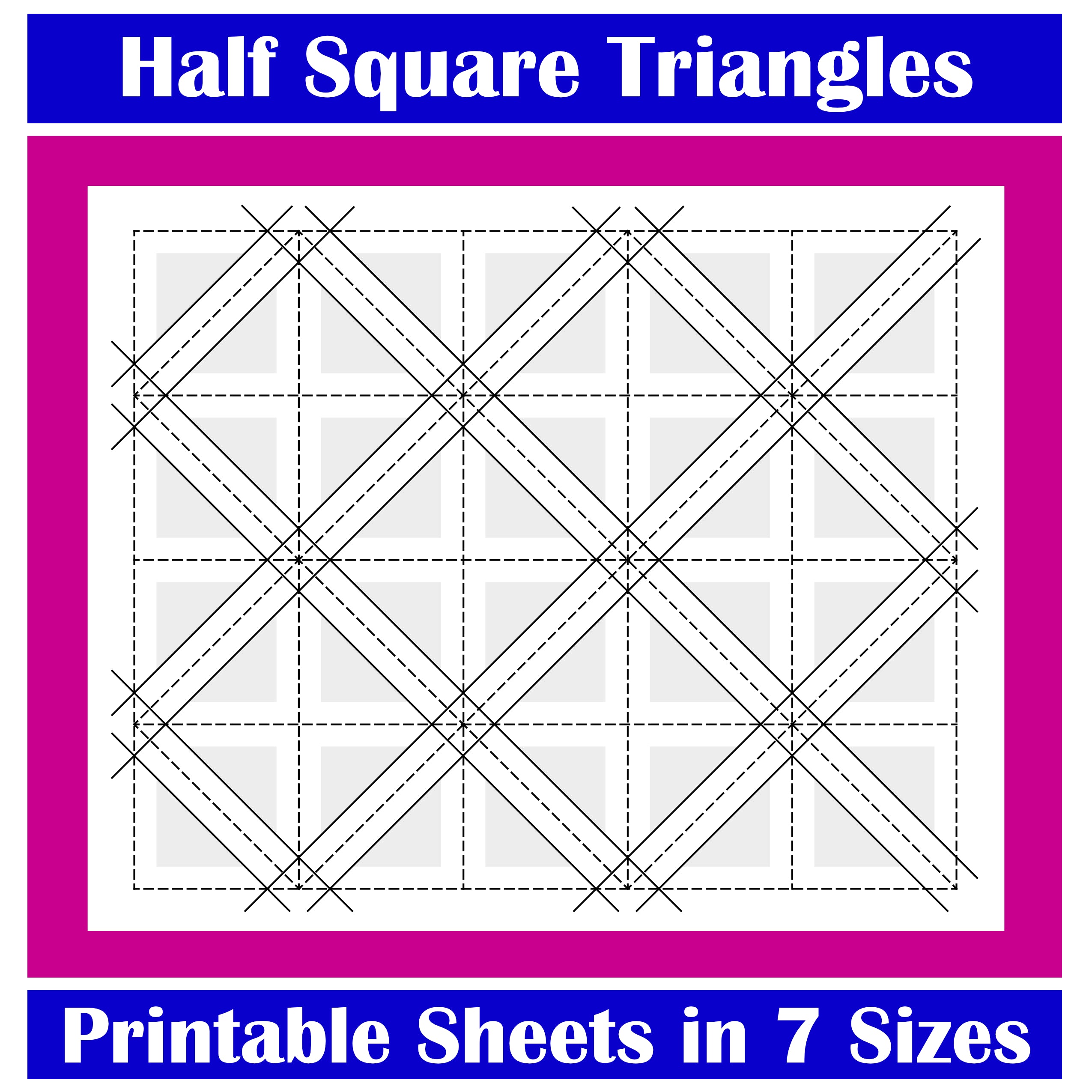 Half Square Triangles (HSTs) on a Sheet: PDF Templates