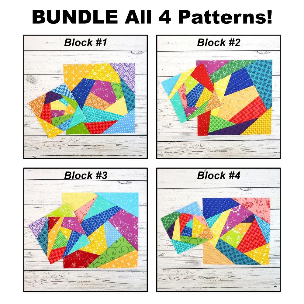 Crazy Quilt Blocks - 4 Designs: PDF FPP Templates