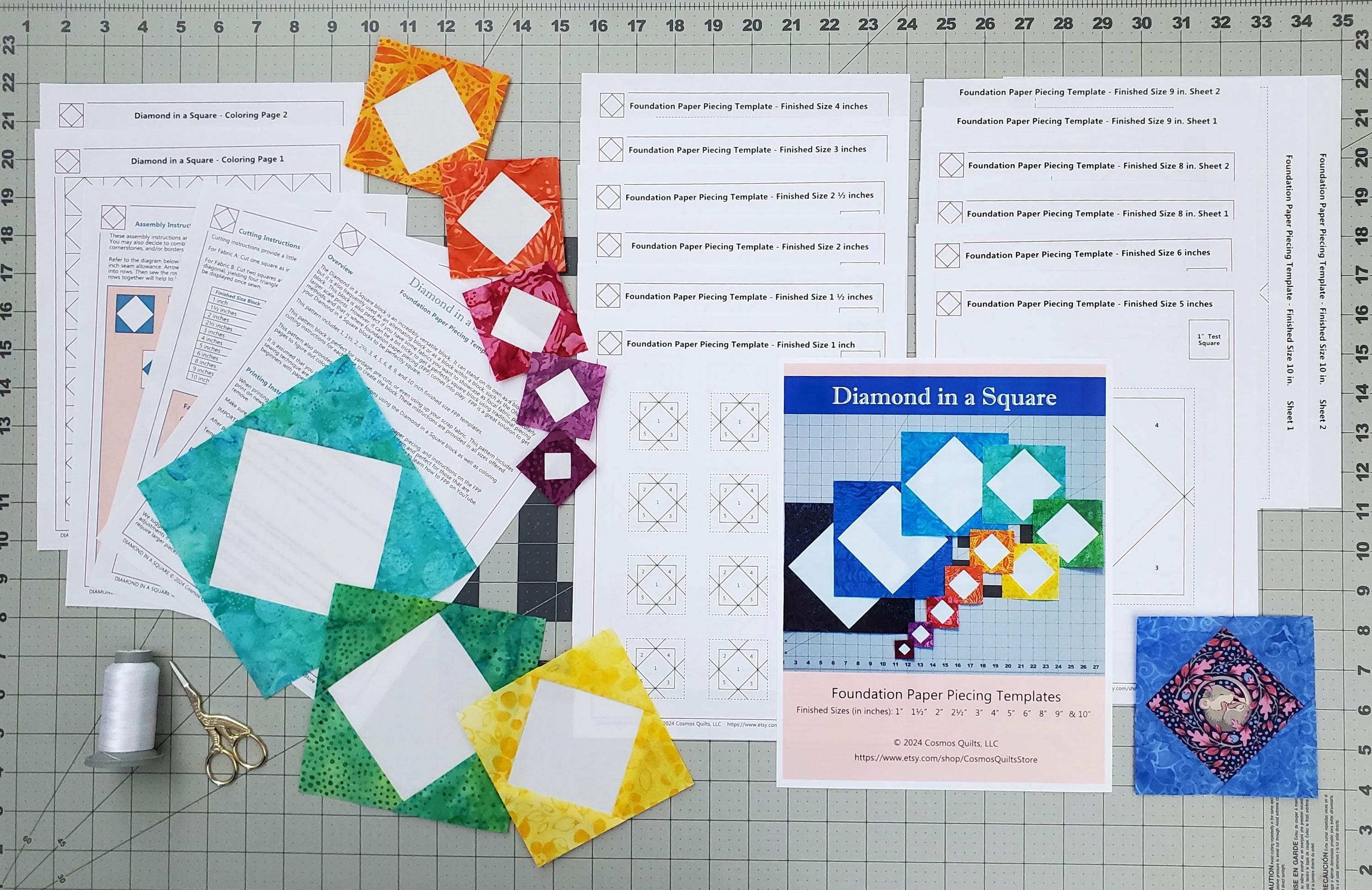 Diamond in a Square Blocks: PDF FPP Templates