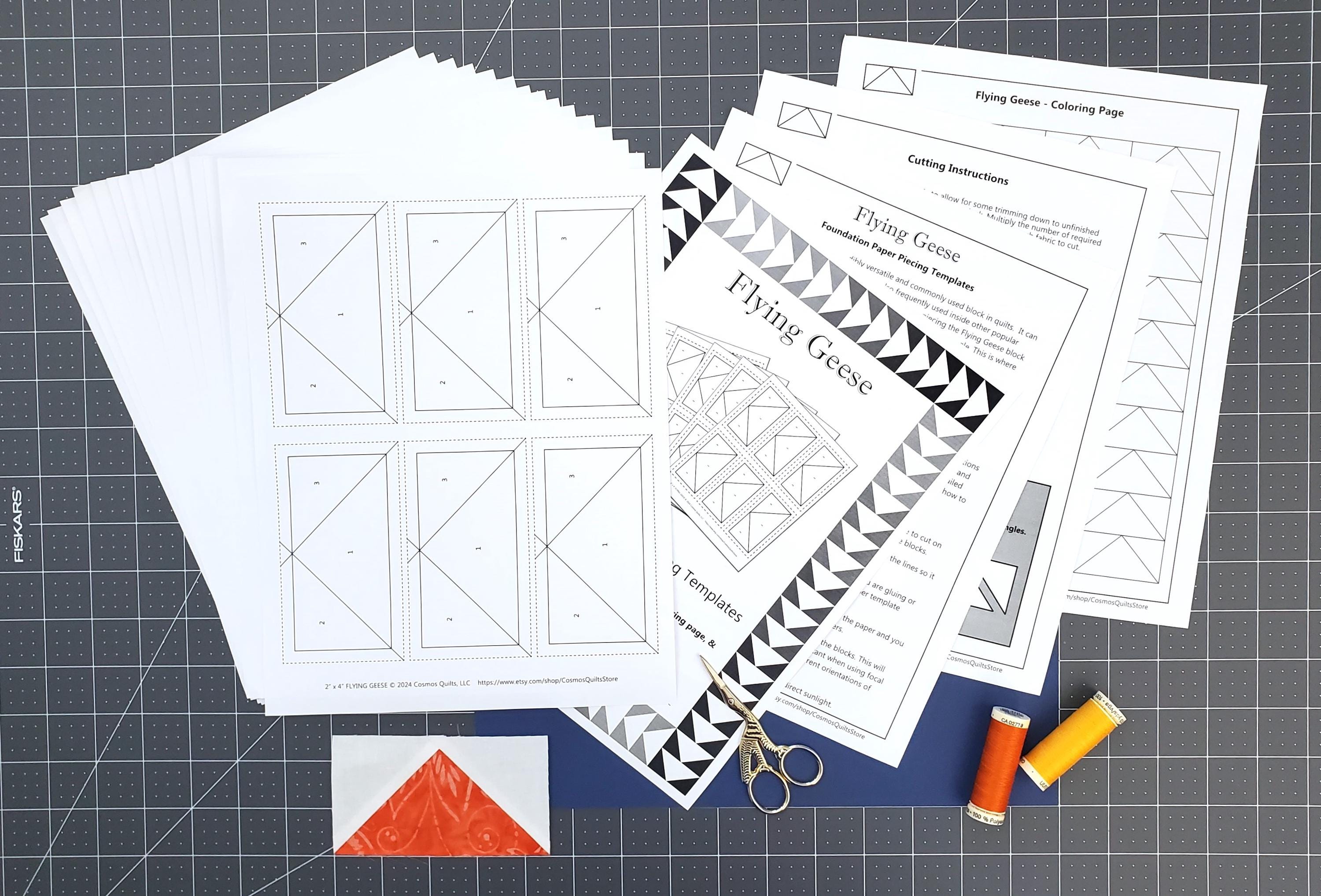 Flying Geese Blocks Bundle: Pre-Printed FPP Templates