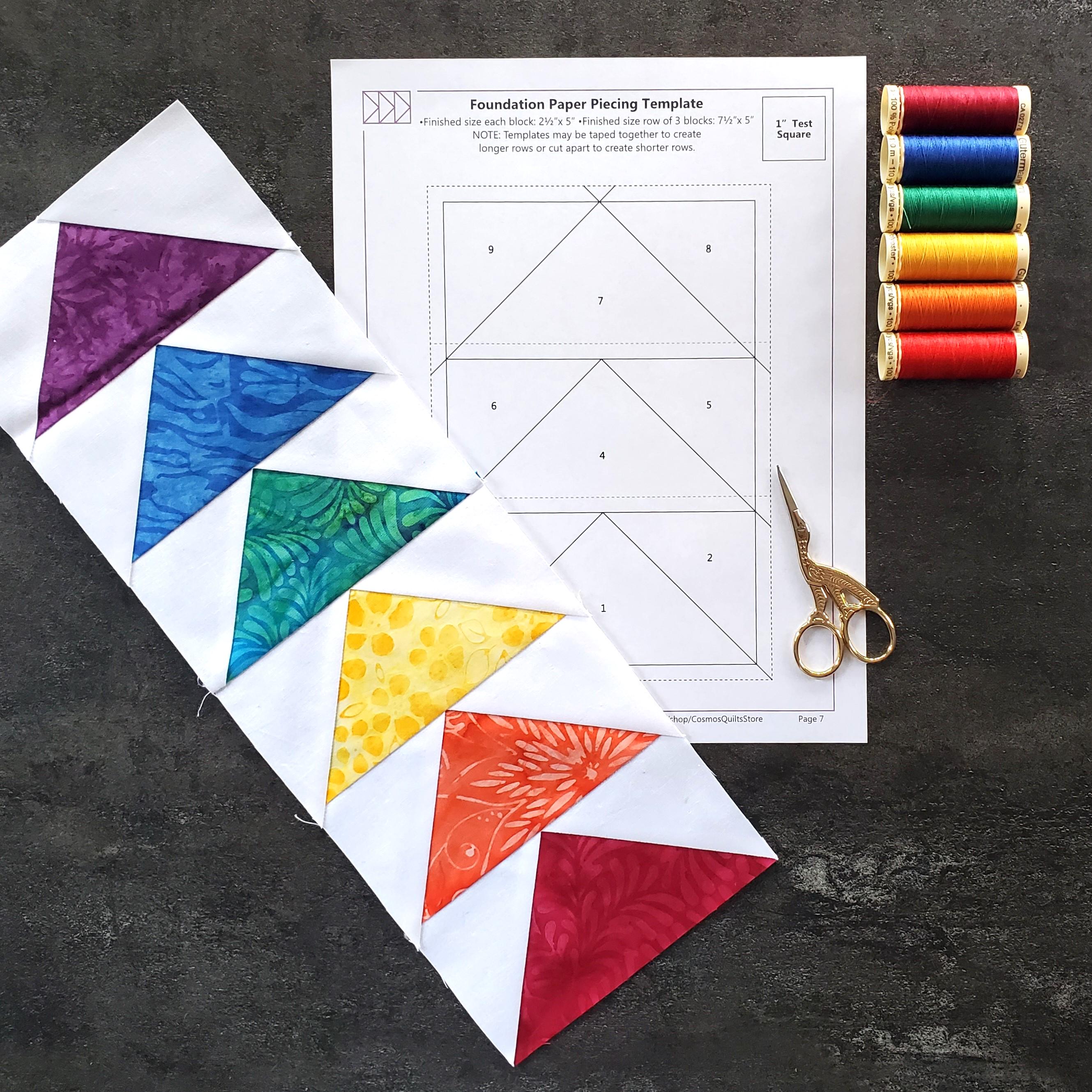 Flying Geese in a Row: Pre-Printed FPP Templates