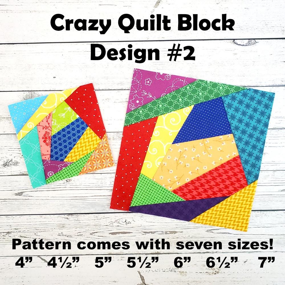 Crazy Quilt Blocks - 4 Designs: PDF FPP Templates