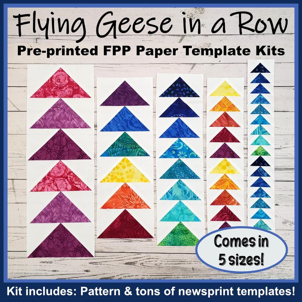 Flying Geese in a Row: Pre-Printed FPP Templates
