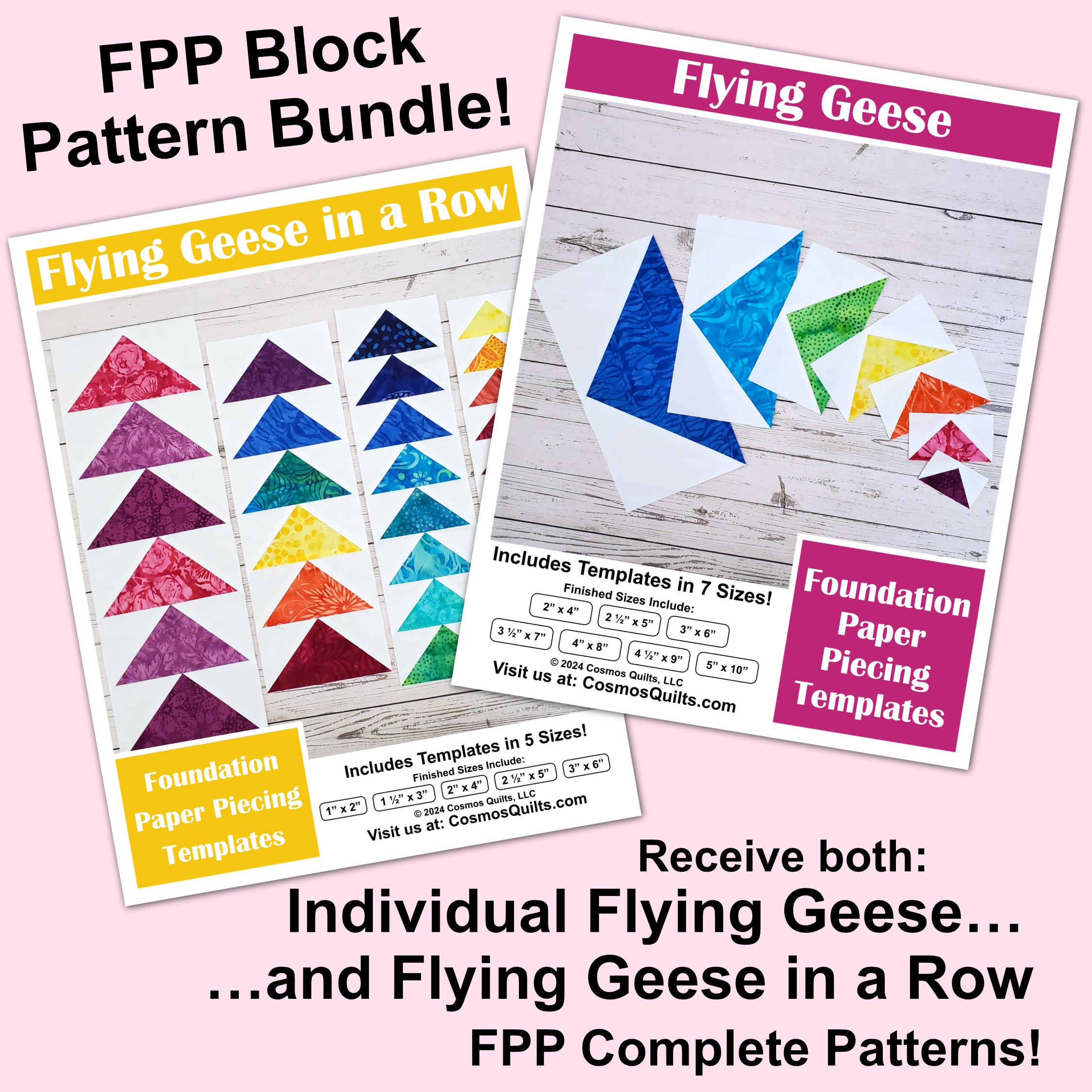 Flying Geese Quilt Pattern Bundle: PDF FPP Quilt Templates