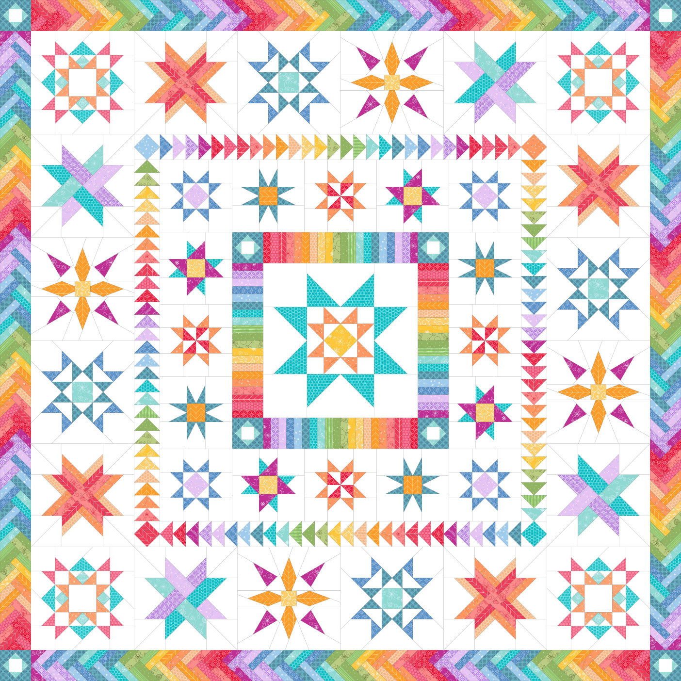 Cosmos Stars Quilt Pattern: Pre-Printed Pattern and FPP Templates