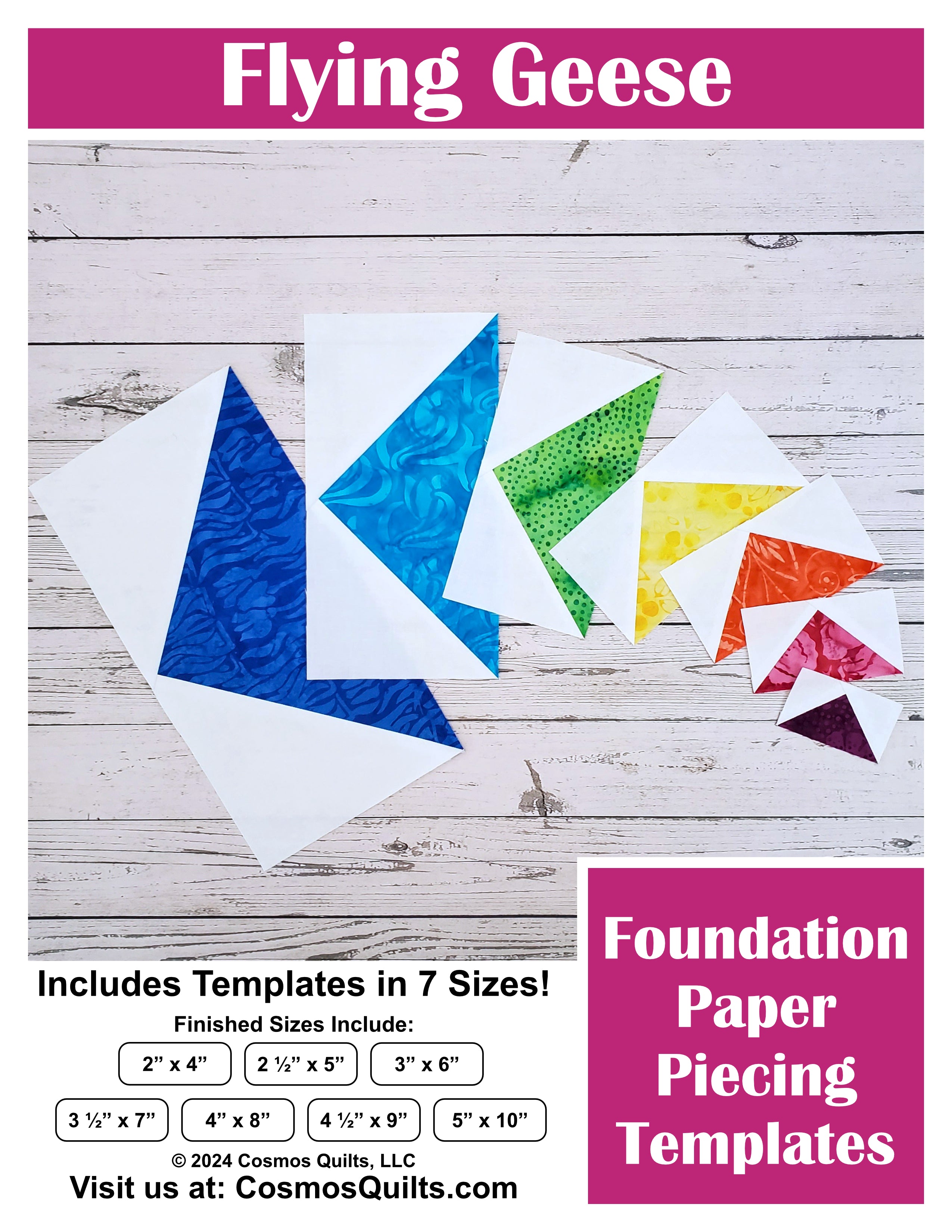 Flying Geese Blocks: PDF FPP Templates