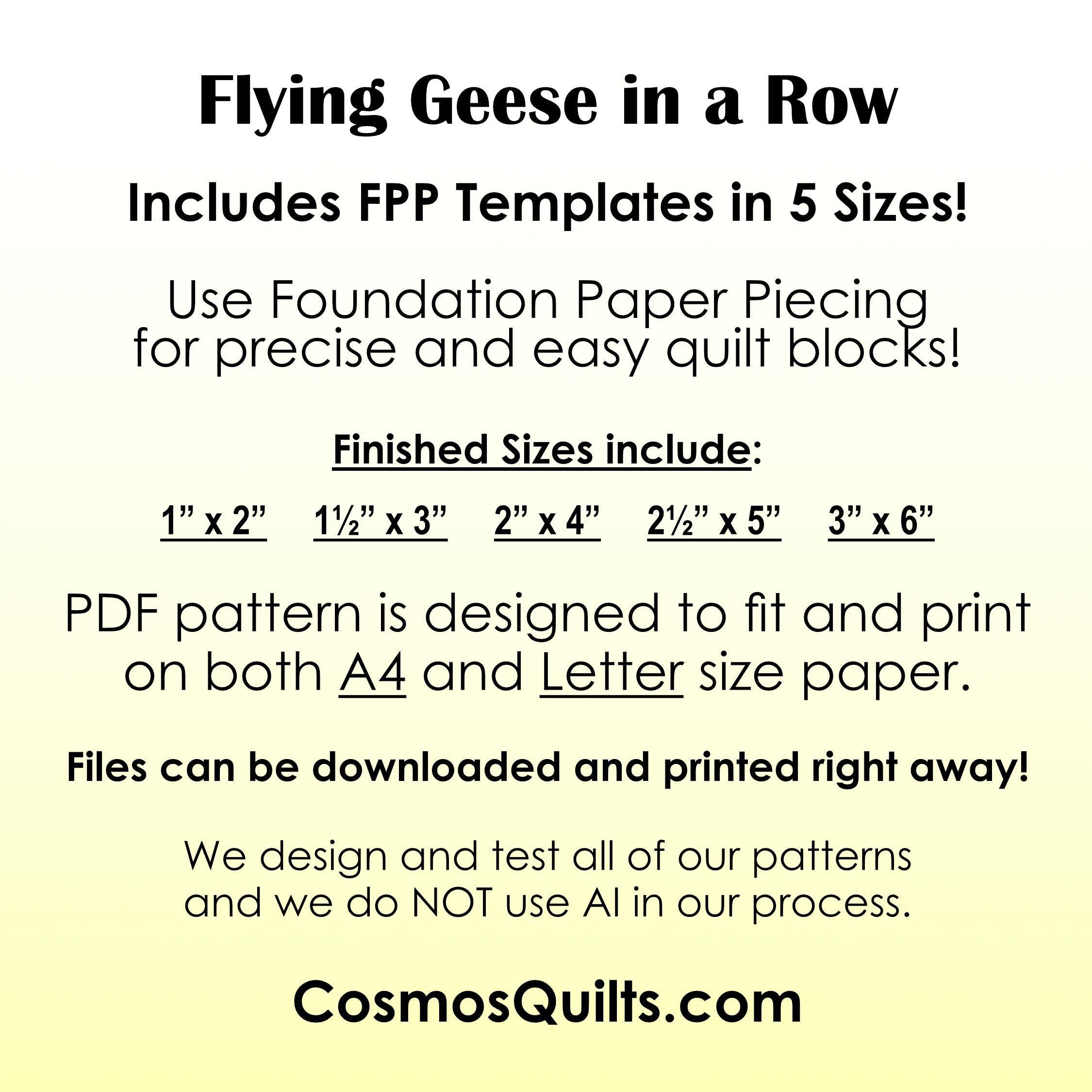 Flying Geese in a Row: PDF FPP Templates