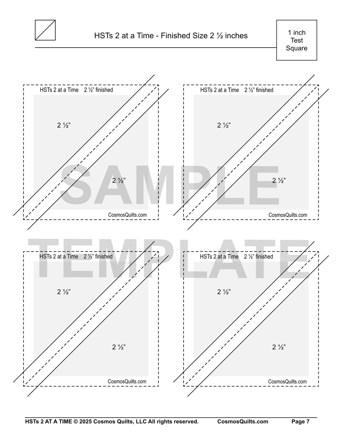 Half Square Triangles (HSTs) 2 at a Time: PDF Templates