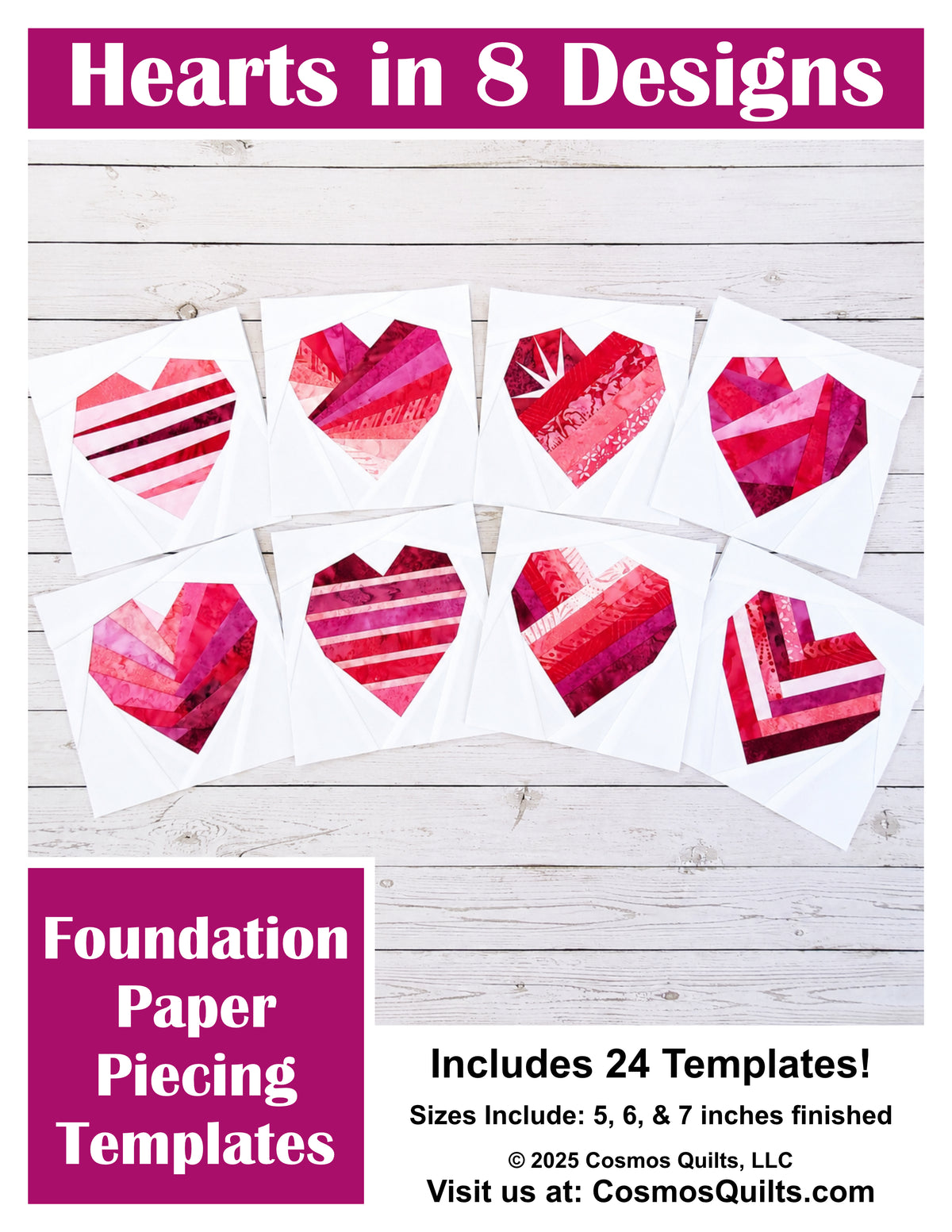 Heart Blocks - 8 Designs: PDF FPP Templates