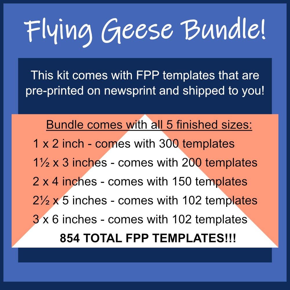 Flying Geese Blocks Bundle: Pre-Printed FPP Templates