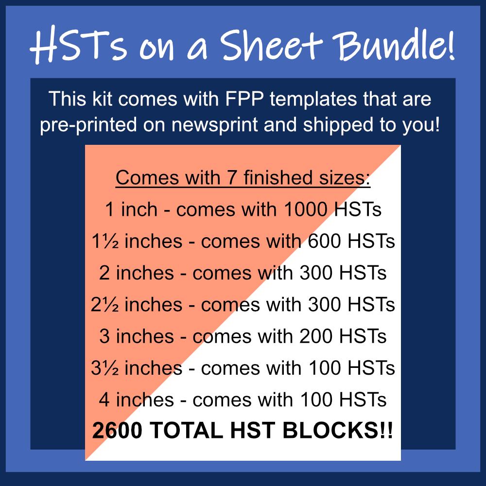 Half Square Triangles (HSTs) on a Sheet Bundle: Pre-Printed Templates