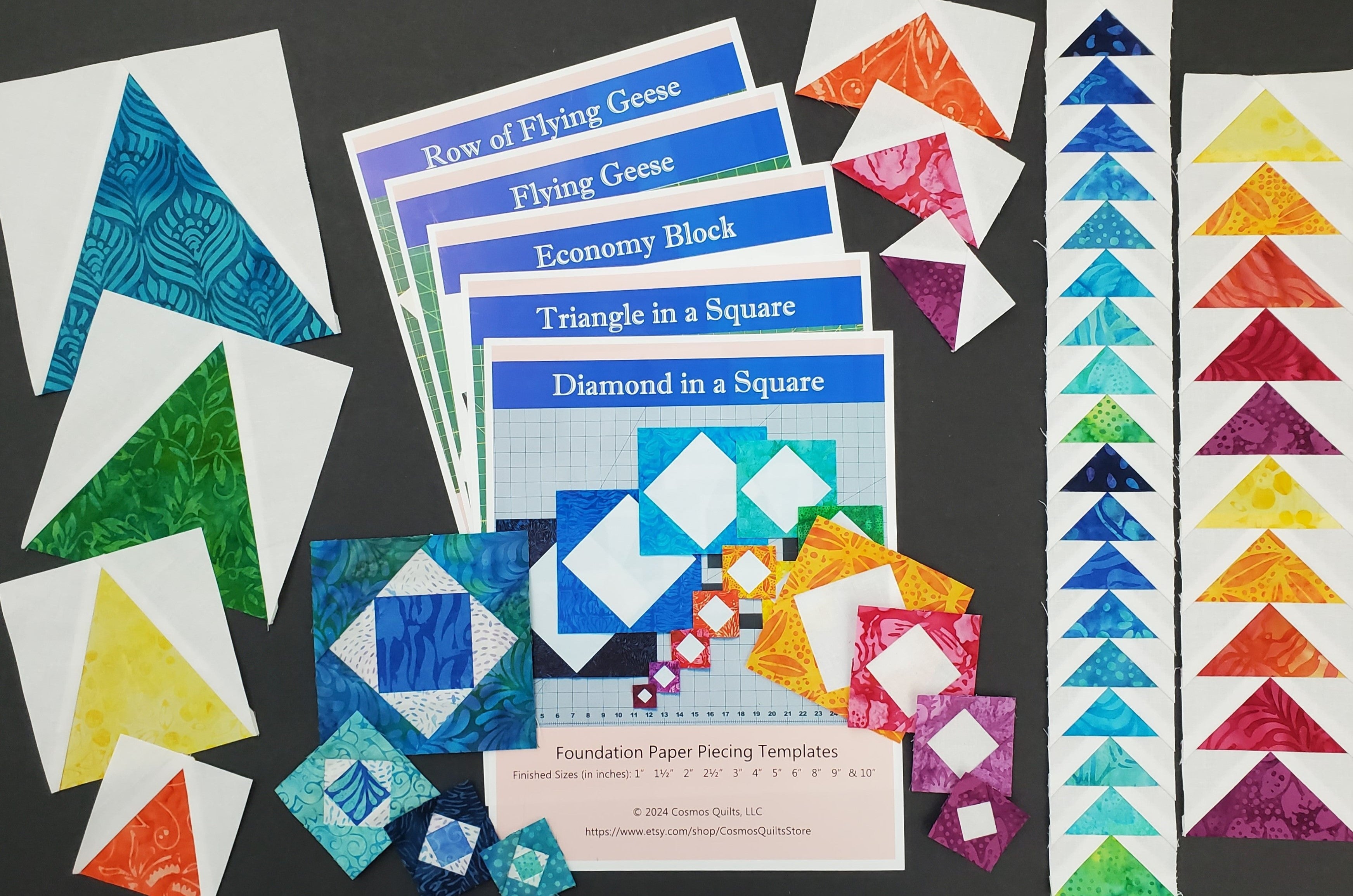 FPP Template Bundle - Includes 5 Patterns: PDF Quilt FPP Templates