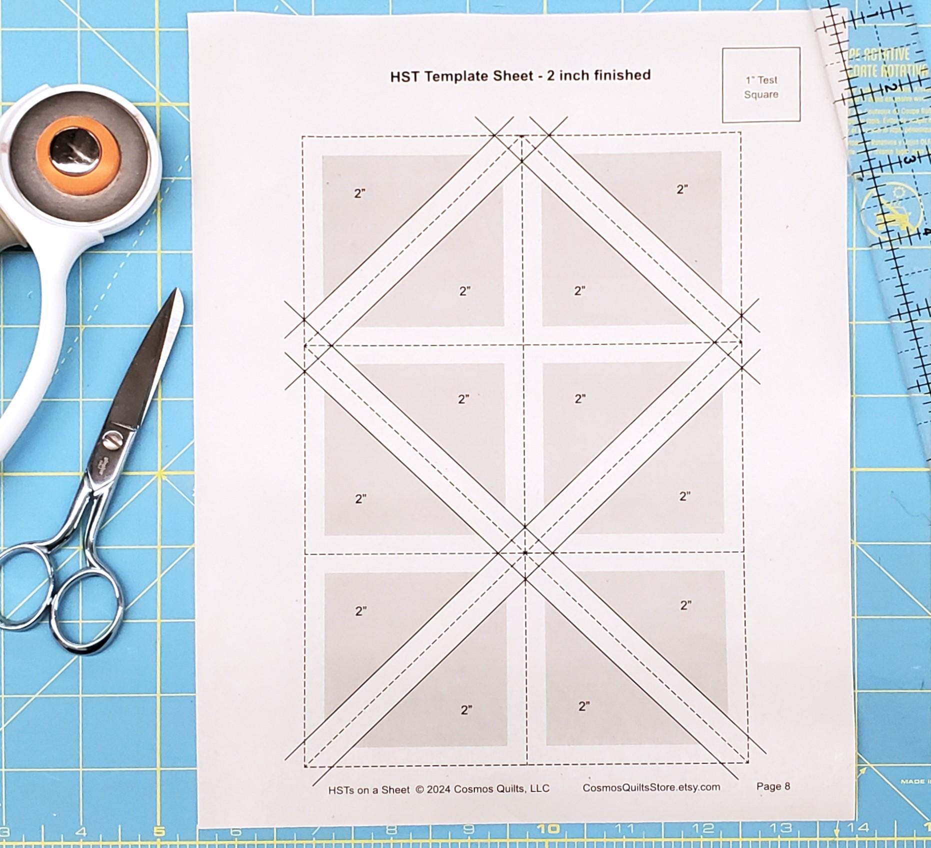 Half Square Triangles (HSTs) on a Sheet: Pre-Printed Templates