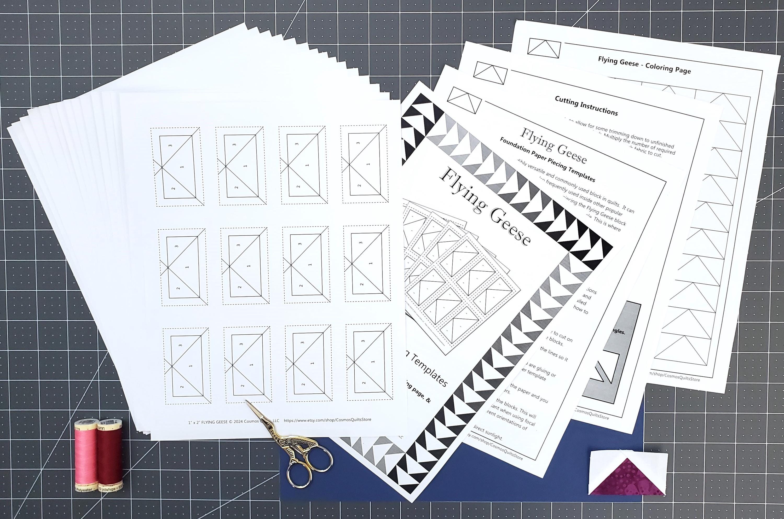 Flying Geese Blocks: Pre-Printed FPP Templates