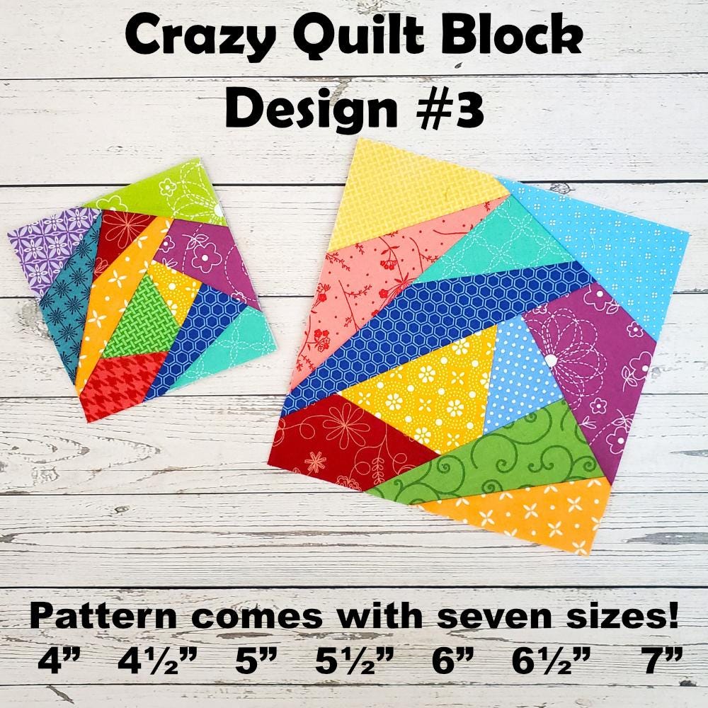 Crazy Quilt Blocks - 4 Designs: PDF FPP Templates