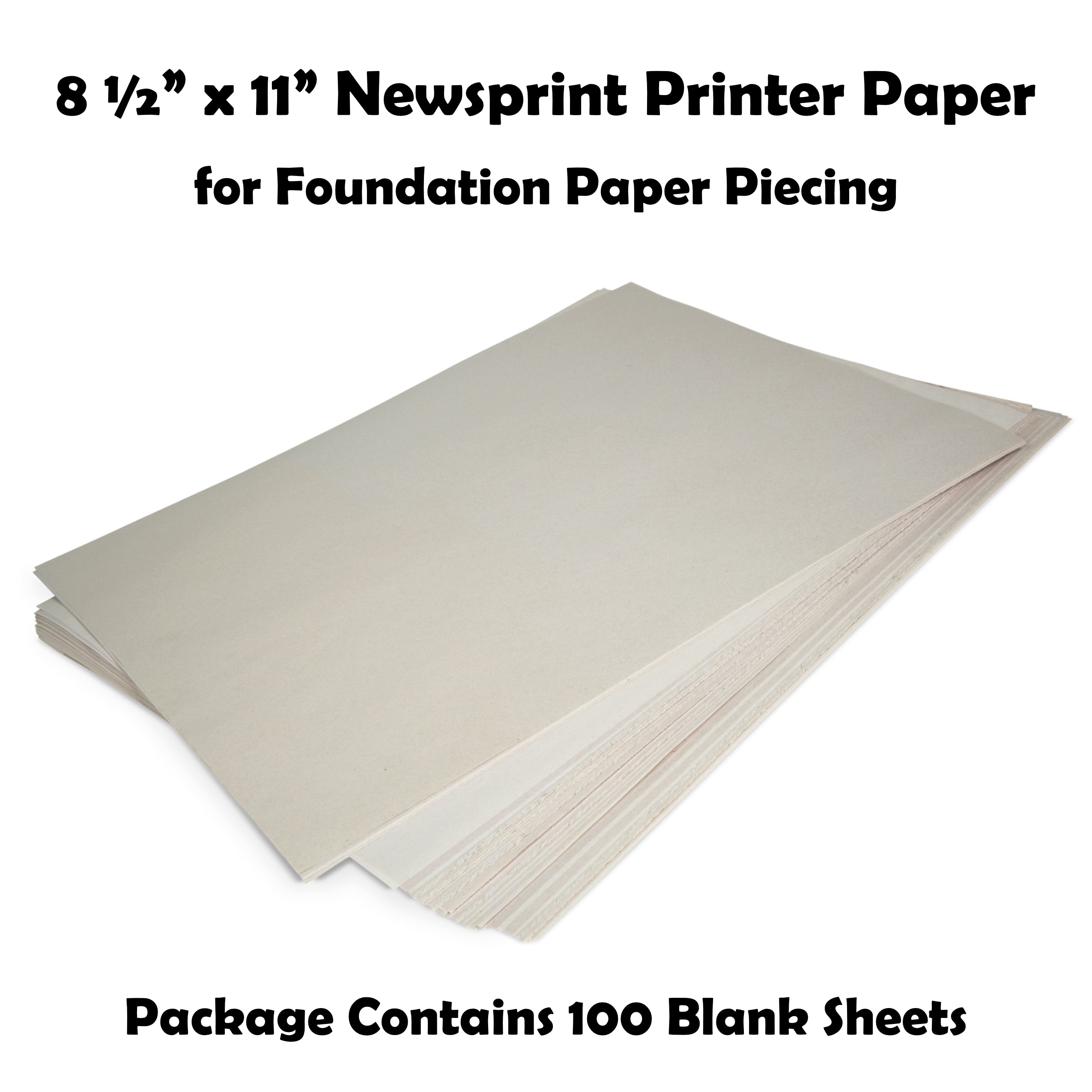 FPP Paper for Printing FPP Templates: 100 Sheets of Newsprint 8.5" X 11"