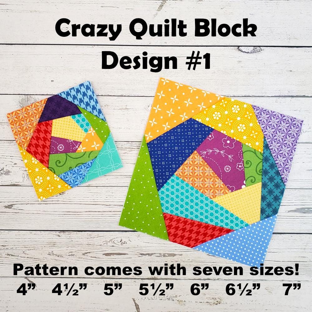 Crazy Quilt Blocks - 4 Designs: PDF FPP Templates