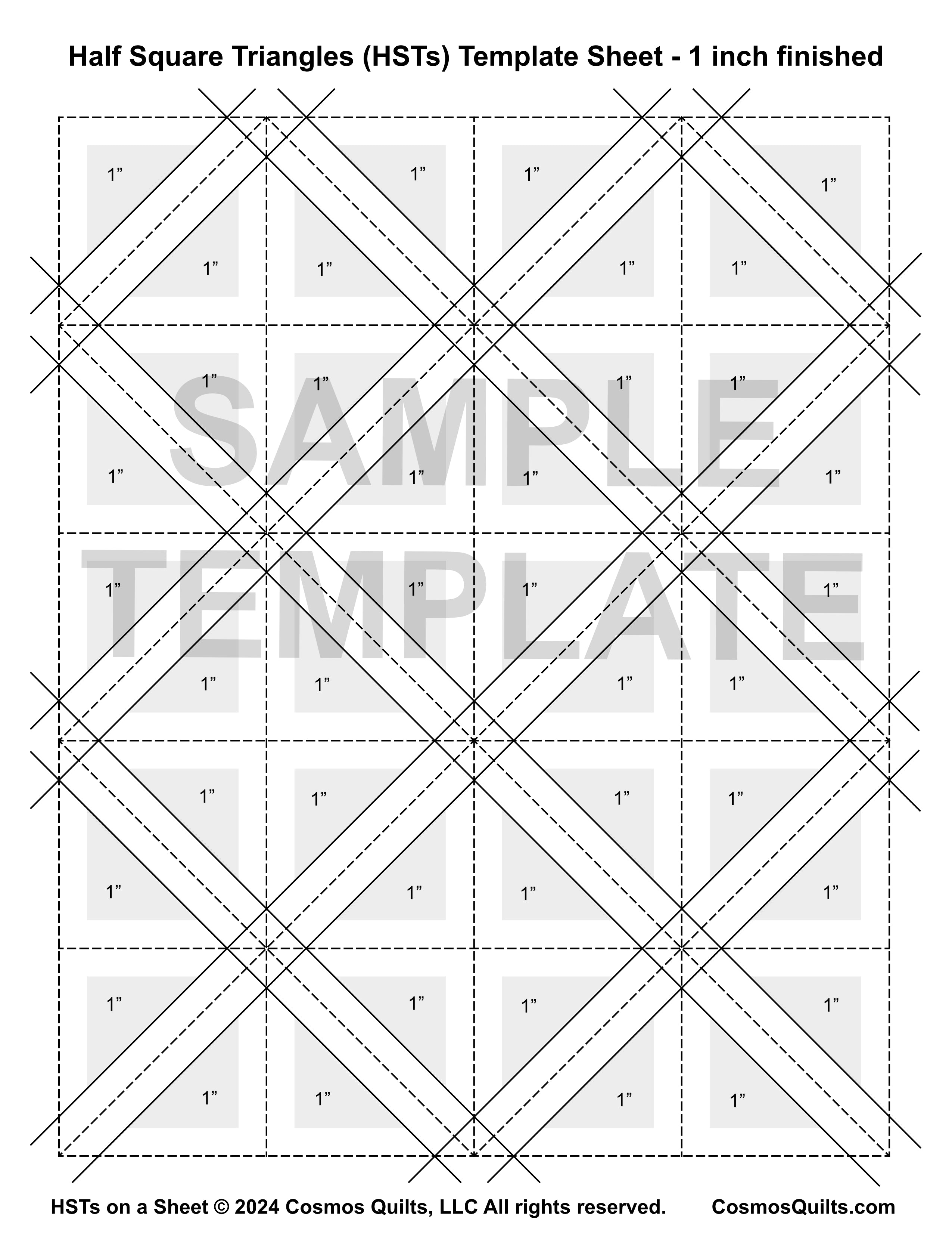 Half Square Triangles (HSTs) on a Sheet: PDF Templates