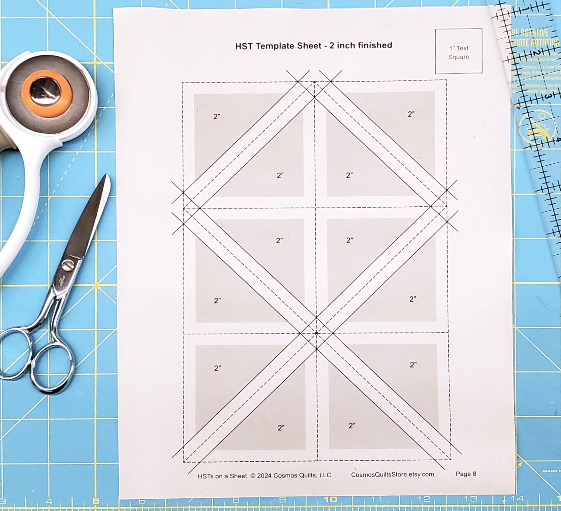 Half Square Triangles (HSTs) on a Sheet: PDF Templates
