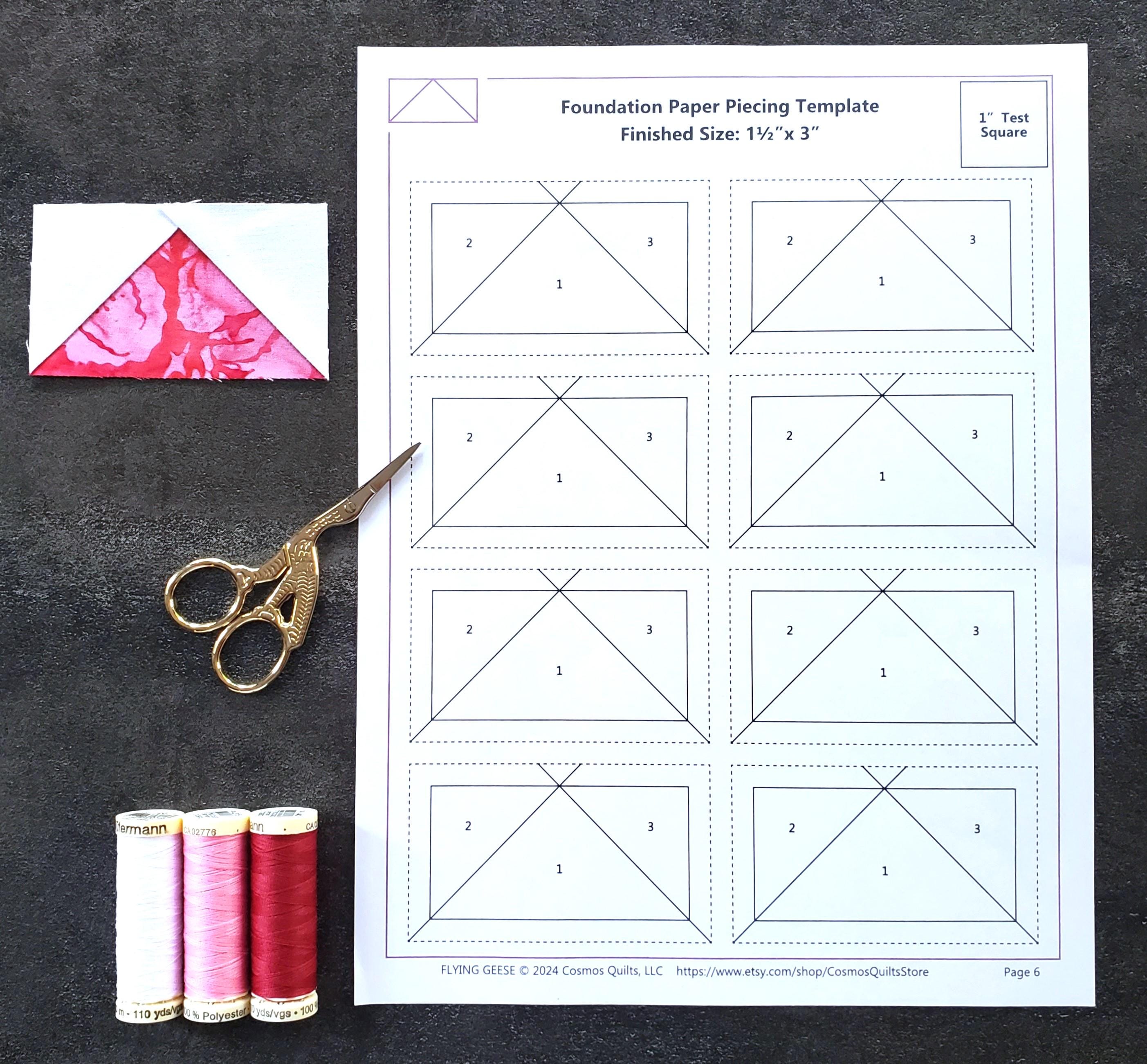 Flying Geese Blocks Bundle: Pre-Printed FPP Templates