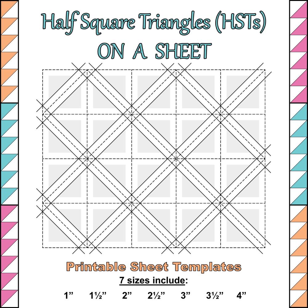 Half Square Triangles (HSTs) on a Sheet: PDF Templates
