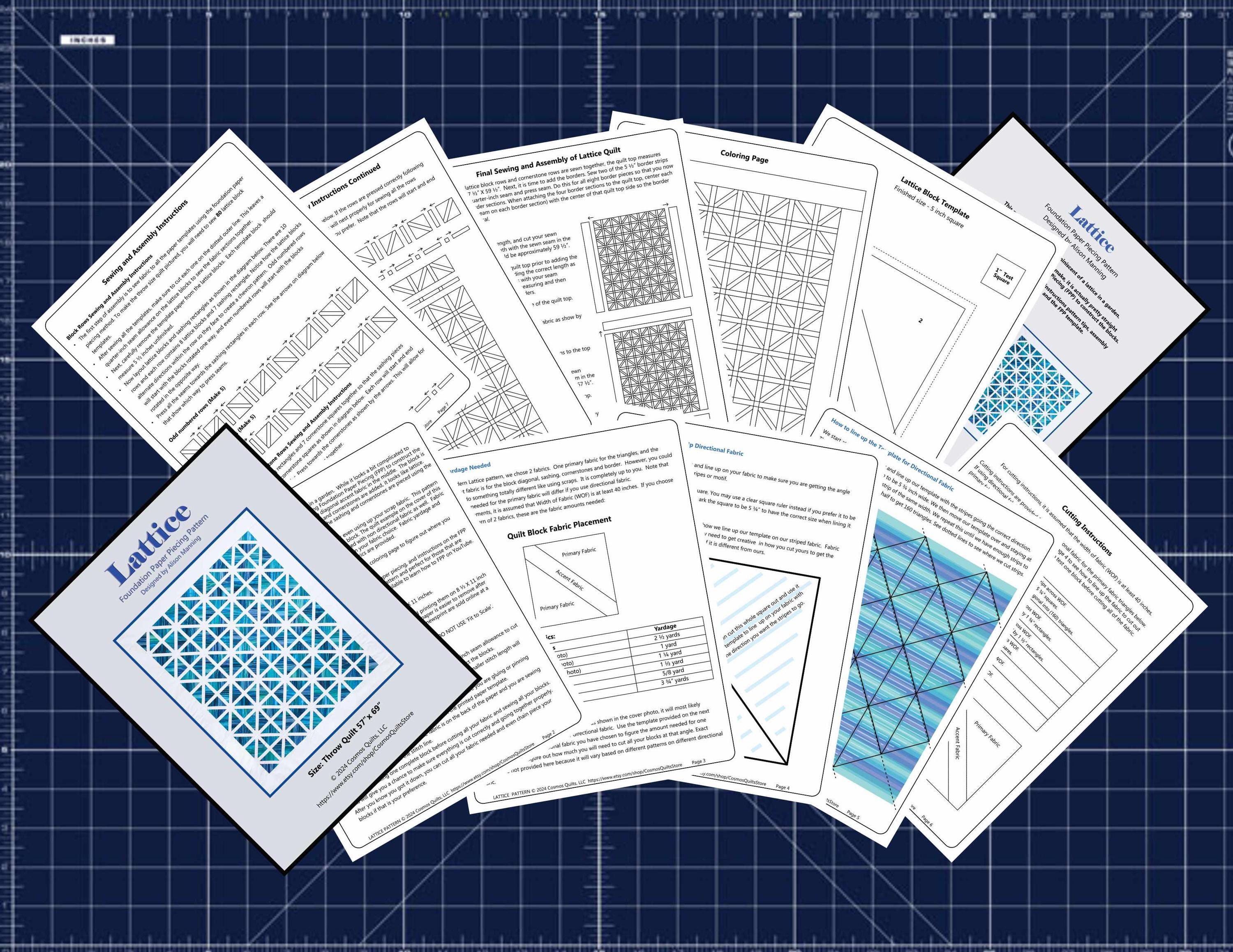 Lattice: Pre-Printed Quilt Pattern and FPP Templates