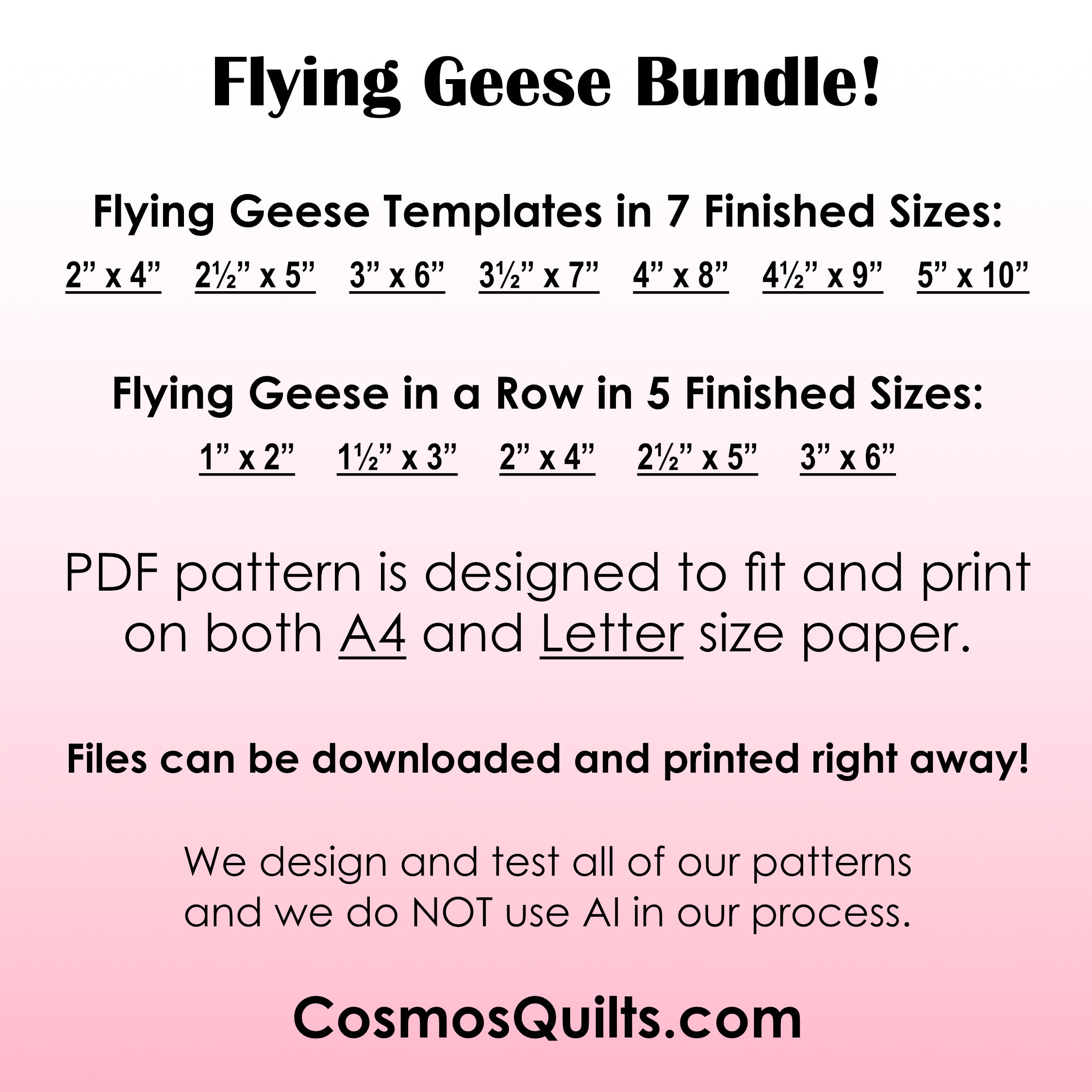 Flying Geese Quilt Pattern Bundle: PDF FPP Quilt Templates