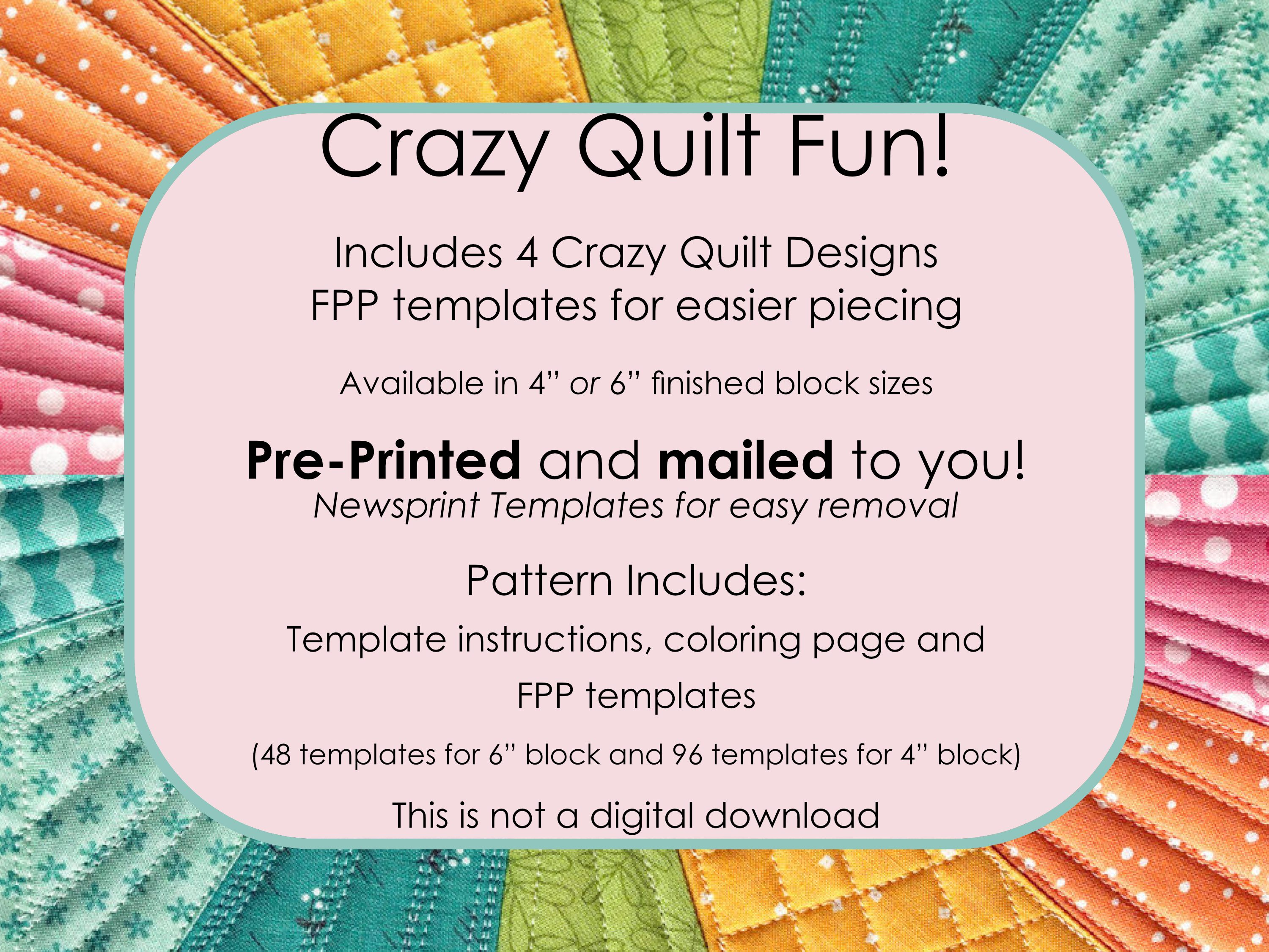 Crazy Quilt Bundle: Pre-Printed FPP Templates