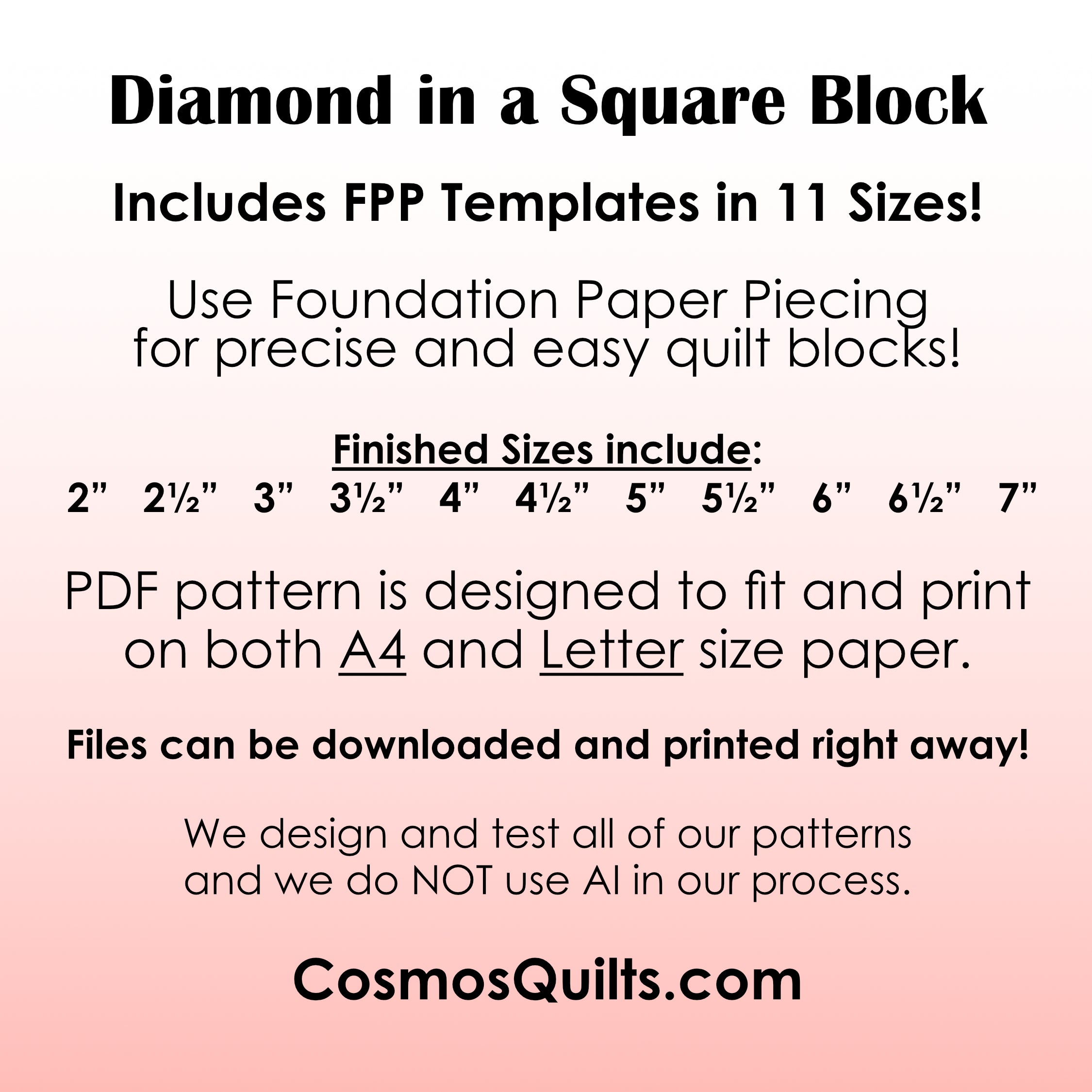 Diamond in a Square Blocks: PDF FPP Templates