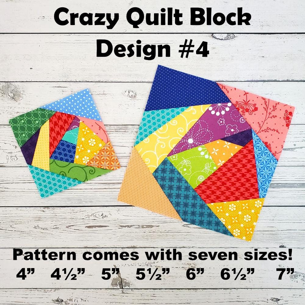 Crazy Quilt Blocks - 4 Designs: PDF FPP Templates