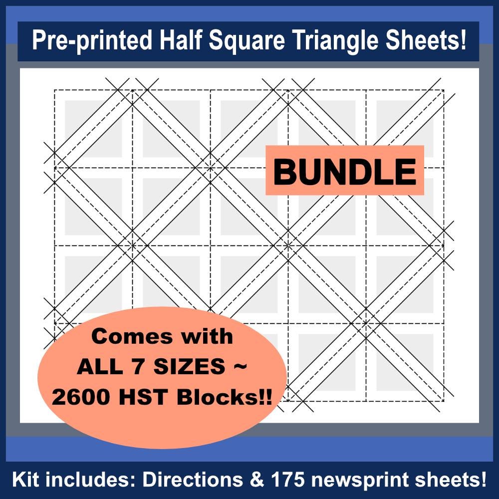 Half Square Triangles (HSTs) on a Sheet Bundle: Pre-Printed Templates