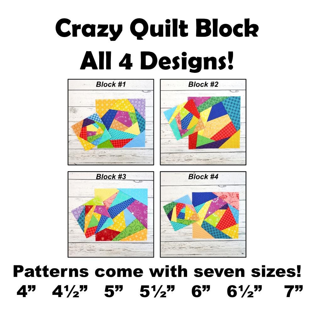Crazy Quilt Blocks - 4 Designs: PDF FPP Templates