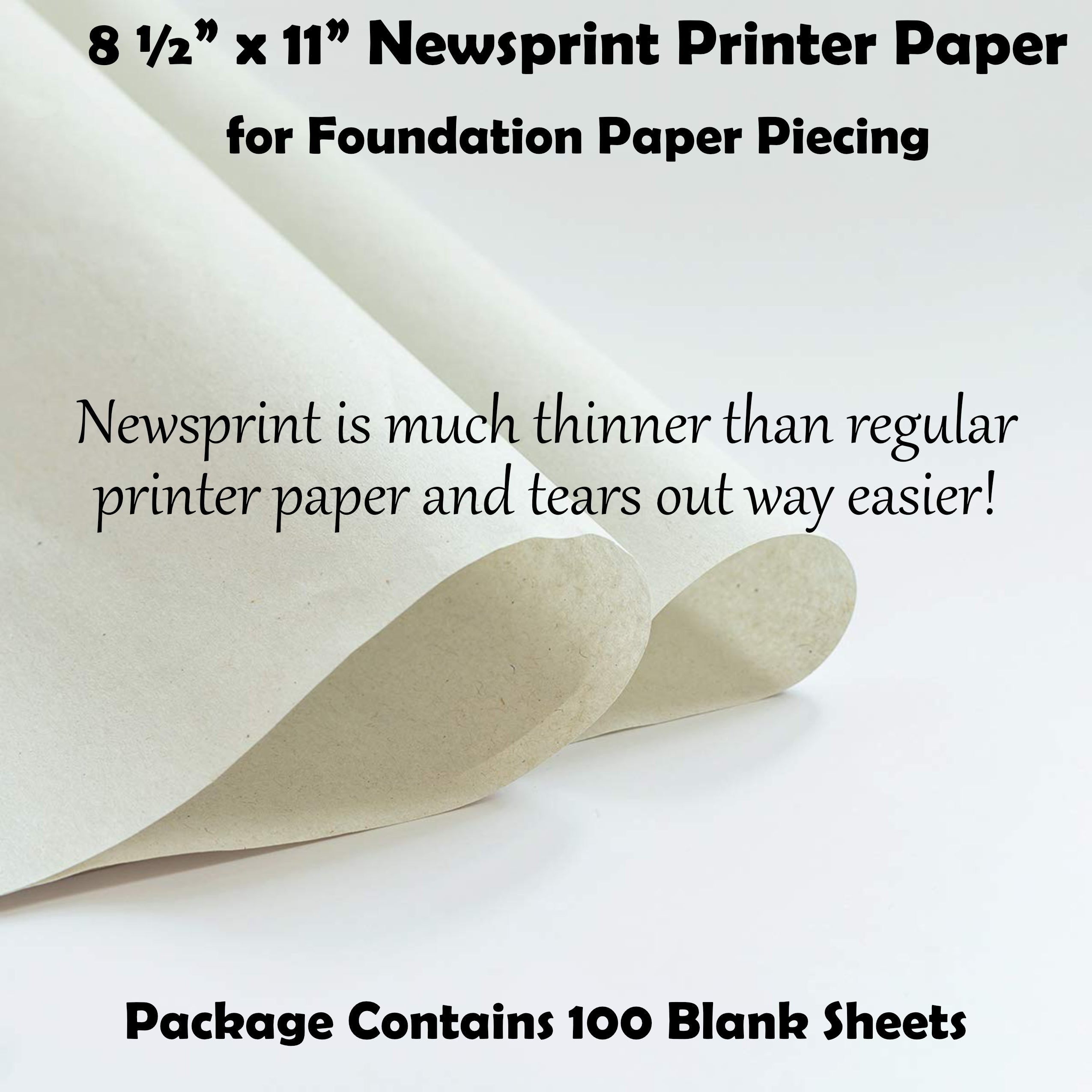 FPP Paper for Printing FPP Templates: 100 Sheets of Newsprint 8.5" X 11"